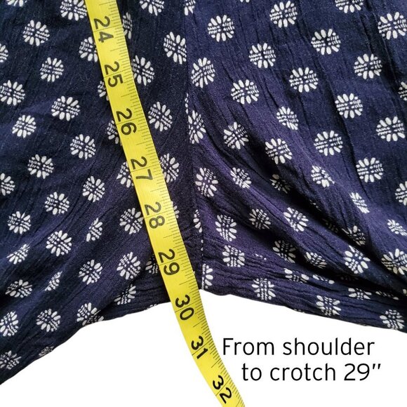 1. State Gypsy Night Embroidered Navy V-Neck High-Slit Wide-Leg Jumpsuit Size S - Picture 14 of 16